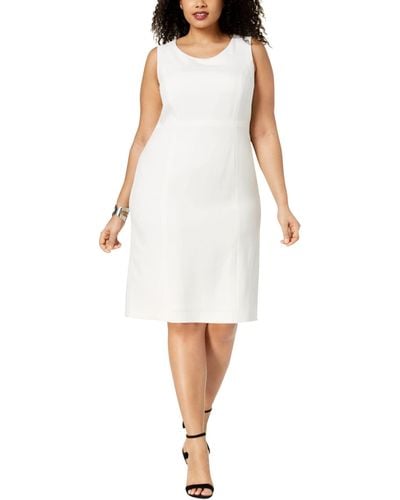 Kasper Plus Size Stretch Crepe Sheath Dress - White