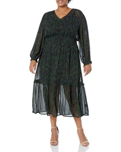 Velvet By Graham & Spencer Kendra Long Sleeve Tiered Midi Dress - Green