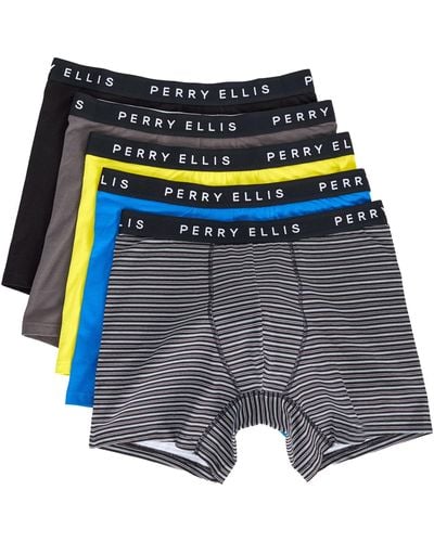 Perry Ellis Cotton Stretch Boxer Briefs - Blue