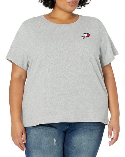 Tommy Hilfiger Plus Size Hilfiger Double Heart Logo Tee - Gray