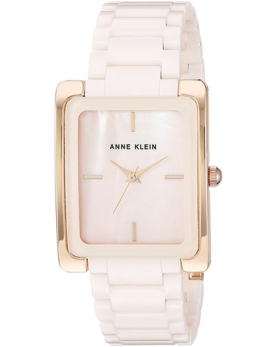 Anne Klein Ak/2952lprg Rose Gold-tone And Light Pink Ceramic Bracelet Watch