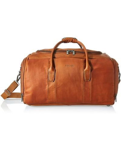 Kenneth Cole Duff Guy Colombian Leather 20" Single Compartment Top Load Travel Duffel Bag - Brown