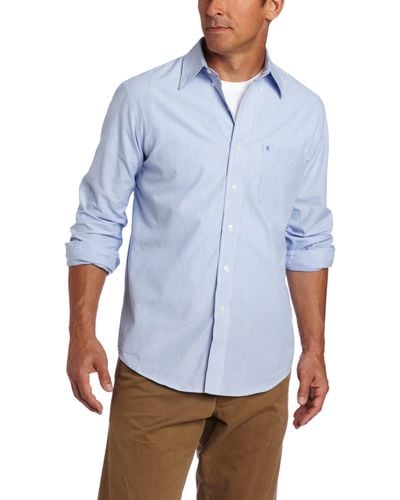 Izod Premium Performance Natural Stretch Stripe Long Sleeve Shirt - Blue