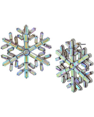 Betsey Johnson S Snowflake Button Earrings - Blue