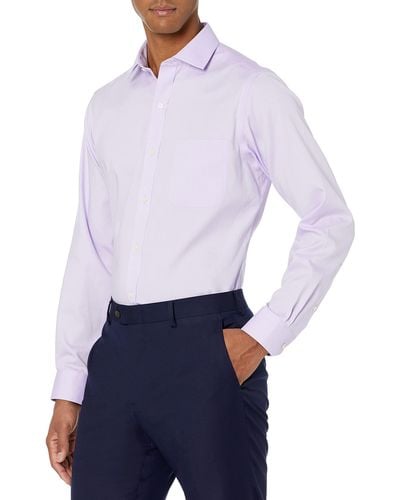 Buttoned Down Classic Fit Spread Collar Solid Non-iron Dress Shirt - Purple