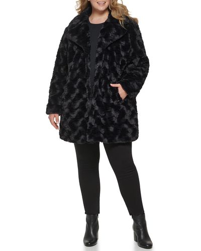 Kenneth Cole Classic Mink Style Faux Fur Coat - Black