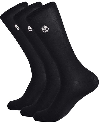 Timberland Timbeland Ladies 3-pair Pack Super Soft Crew Length Socks - Black