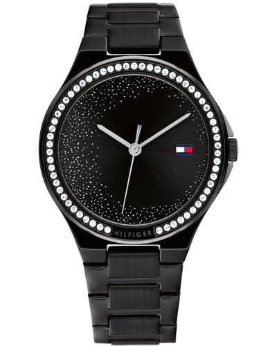 Tommy Hilfiger Sparkling 3h Wristwatch For Her - Feminine Crystal Embellishments - Water-resistant Up To 3 Atm/30 Meters - Premium Fashion For - Black