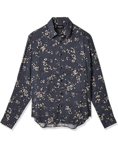 The Kooples Button-down Shirt In A Cherry Blossom Print - Blue