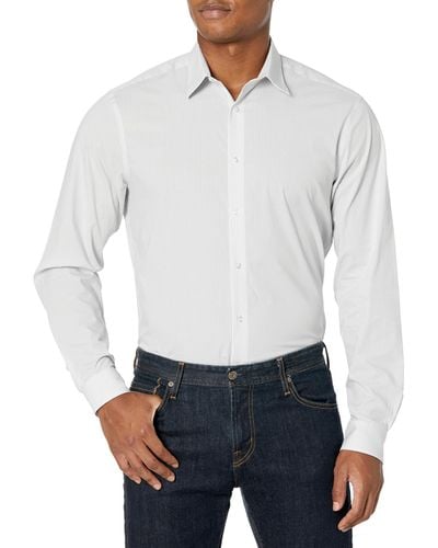 Calvin Klein Dress Shirt Non Iron Stretch Slim Fit Stripe - White