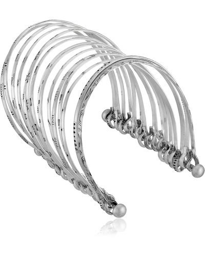 Satya Jewelry Silver Large Bangle Cuff Bracelet - Metallic