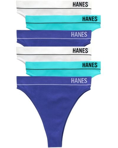Hanes Originals Seamless Rib Hi-rise Cheeky Panties Pack - Blue
