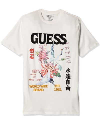 Guess Short Sleeve Basic Tokyo Collage Tee - White