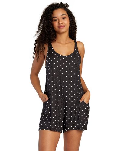 RVCA Womens Marina Romper Coverup Swimwear Cover Up - Black