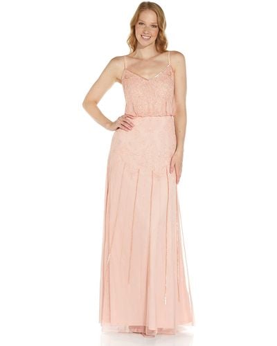 Adrianna Papell Beaded Blouson Gown - Natural
