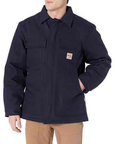 Carhartt Mensflame Resistant Duck Traditional Coat - Blue