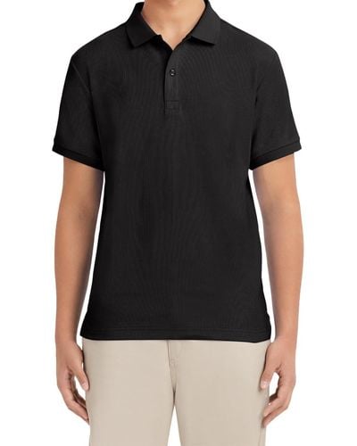 Izod Mens Short Sleeve Pique Polo Shirts - Black