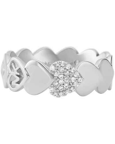 Michael Kors Brass And Pavé Crystal Heart Band Ring For - White