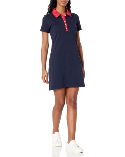 Nautica Woven Collar Polo Short Sleeve Dress - Blue