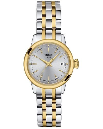 Tissot S Classic Dream Lady 316l Stainless Steel Case With Yellow Gold Pvd Coating Quartz Watch - Metallic