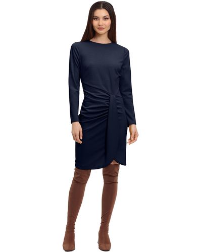 Donna Morgan Long Sleeve Faux Wrap Dress - Blue