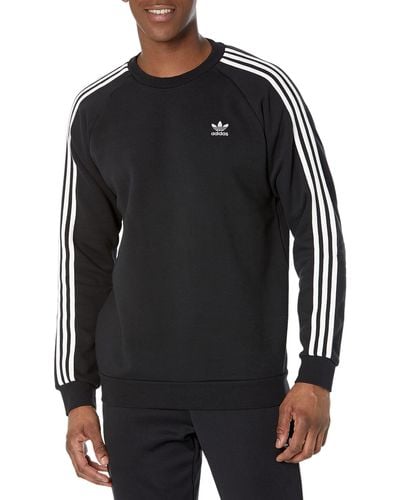 adidas Originals Mens 3-stripes Crewneck Sweatshirt - Black