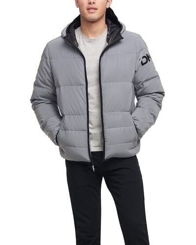 DKNY Hooded Puffer Jacket, Created For Macy's - Gray