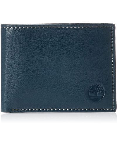 Timberland Ledergeldbörse mit aufgesetzter Klapptasche Reisezubehör-Faltbare Brieftasche - Blau