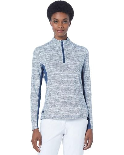 adidas Standard Ultimate365 Long Sleeve Print Polo Shirt - Blue