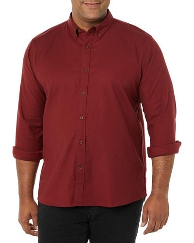 Goodthreads Standard-fit Long-sleeved Stretch Oxford Shirt - Red