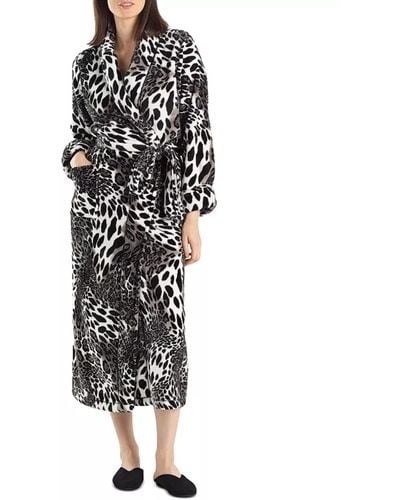 Natori Plush Leopard Robe - Black