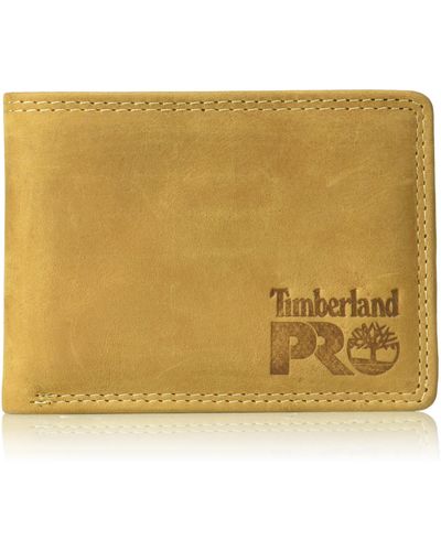 Timberland Leather Rfid Wallet With Removable Flip Pocket Card Carrier - Yellow