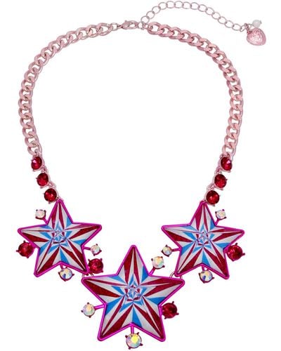 Betsey Johnson S Festive Star Bib Necklace - Red