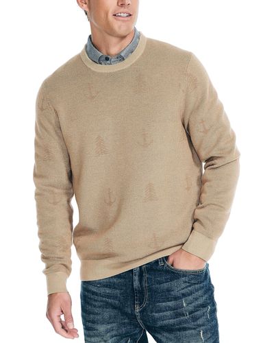 Nautica Sustainably Crafted Printed Crewneck Sweater - Natural