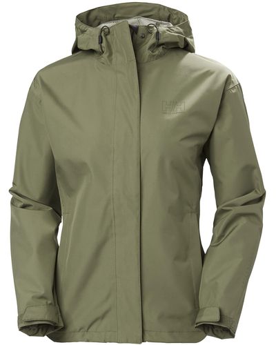 Helly Hansen Seven J Waterproof Windproof Breathable Rain Coat Jacket - Green