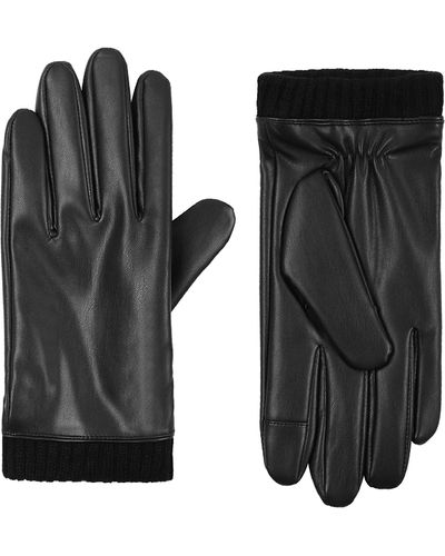 Calvin Klein Clavin Klein Knit Cuff Pu Glove - Black