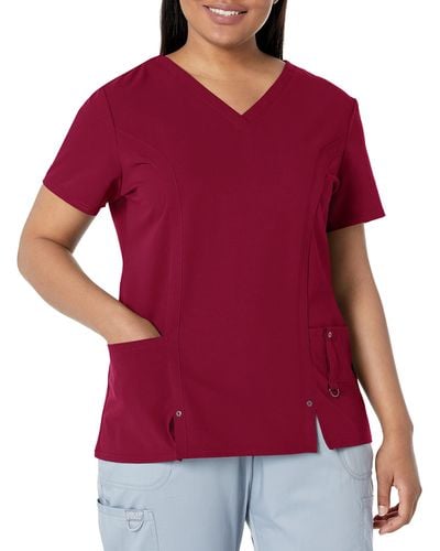 Dickies Plus Size Xtreme Stretch V-neck Scrubs Shirt - Red