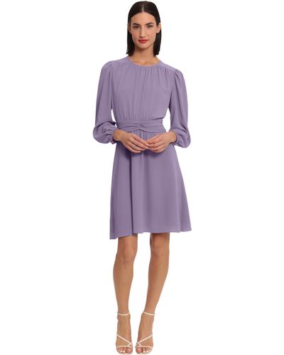 Donna Morgan Long Sleeve Twist Waist Dress - Purple