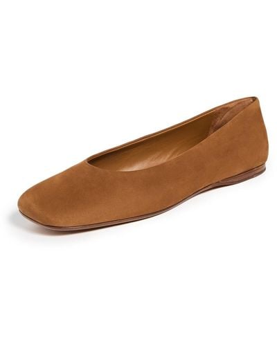 Vince S Leah Square Toe Ballet Flat Dark Amber Leather 9 M - White