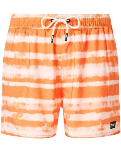 Oakley Blur Stripes Recycled 16" Beachshort Swim Trunks - Orange
