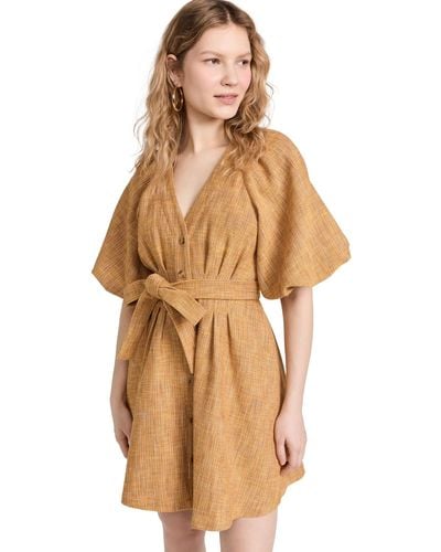 Shoshanna Camero Tie Waist Tweed Mini Dress - Brown