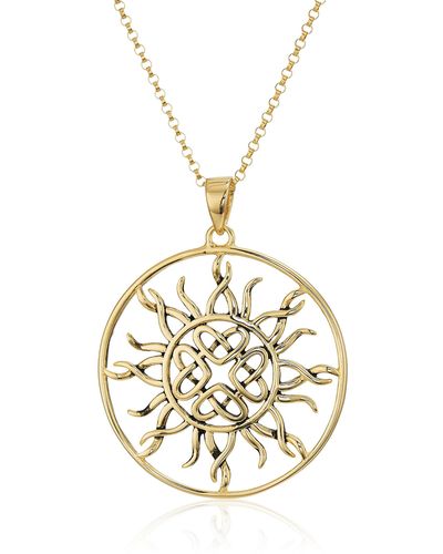 Amazon Essentials 18k Gold Plated Sterling Silver Celtic Knot Sun Medallion Pendant Necklace - Metallic