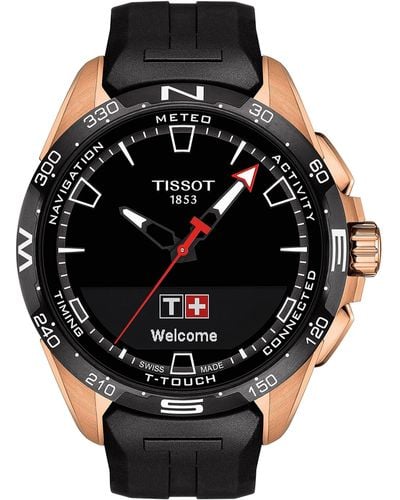 Tissot T-touch Connect Solar Antimagnetic Titanium Case Swiss Tactile Quartz Watch With Rubber Strap - Black