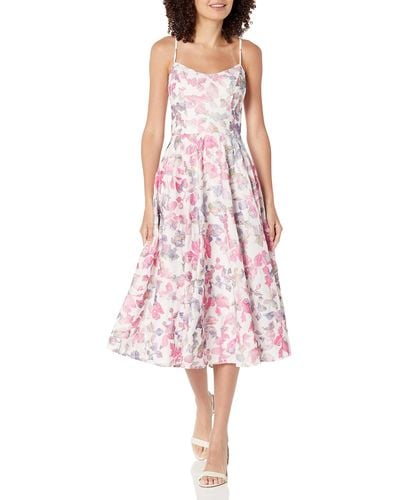 Dress the Population Meadow Embroidered Midi Dress - Pink