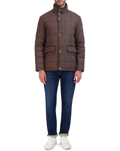 Cole Haan Quilt Jacket With Rib Knit Inner Collar - Multicolor