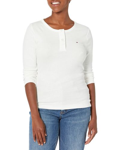 Tommy Hilfiger Adaptive Henley Top With Magnetic Closure - White