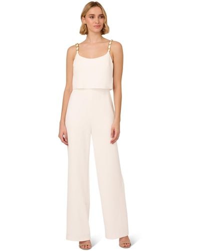 Adrianna Papell Crepe Chain Strap Jumpsuit - White