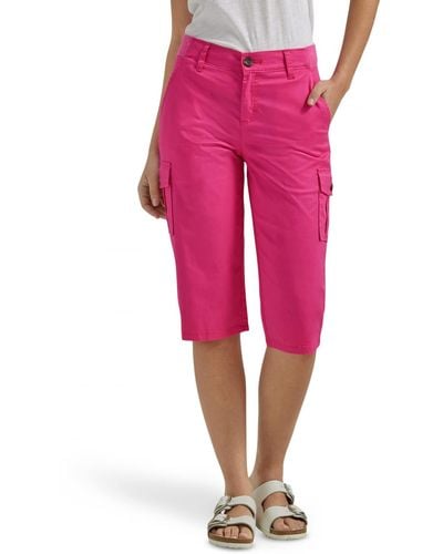Lee Jeans Flex-to-go Mid-rise 17" Cargo Skimmer Capri Pant - Pink
