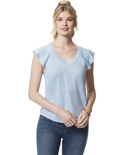 Jessica Simpson Gracie Flutter Sleeve Tee Shirt - Blue