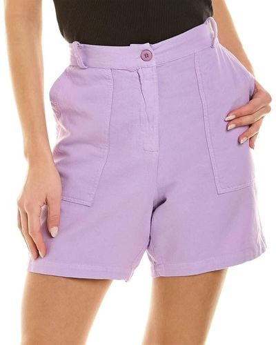 Monrow Hb0637-woven Patch Pocket Shorts - Purple